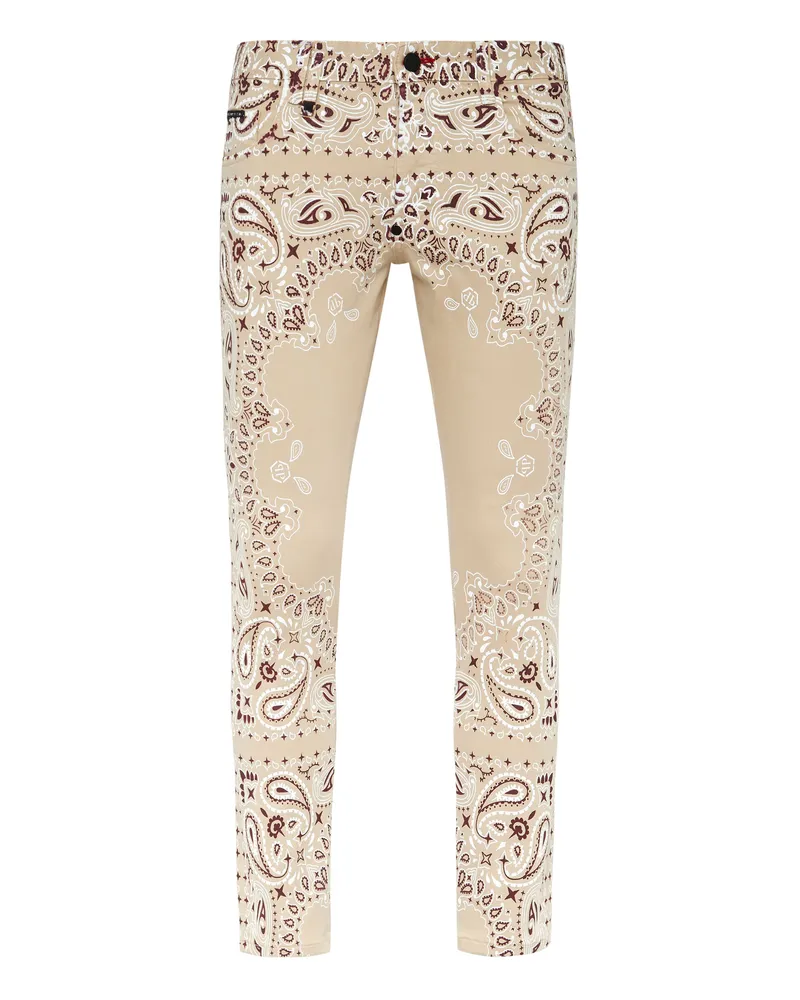 Philipp Plein Jeans Skinny Fit Paisley Beige