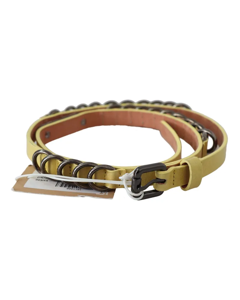 John Galliano Gelbes Leder Luxus Schlanker Schnalle Eleganter Gürtel Gelb