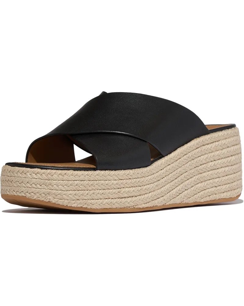 FitFlop Plattform-Leder-Damen Sandalen in Schwarz Schwarz