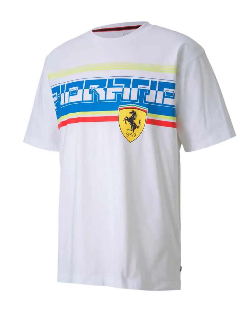 Puma Scuderia Ferrari Street Herren T-Shirt Graphic Logo Tee White 596139 05 Weiß