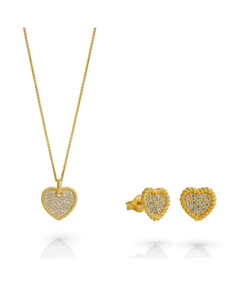 Orphelia Elite' Damen-Set aus 925er Sterlingsilber: Halskette + Ohrringe – Gold SET-7566/G Gold