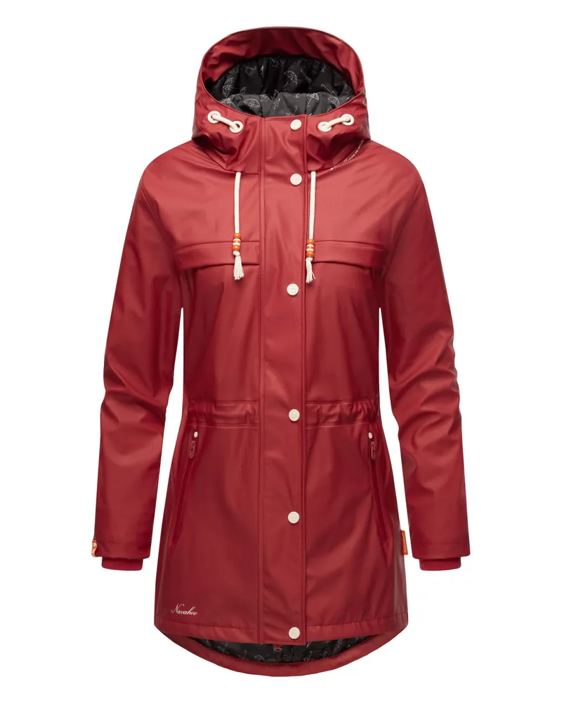 NAVAHOO Damen-Regenjacke Rainy Forest, wasserdicht mit Kapuze - Rot Rot