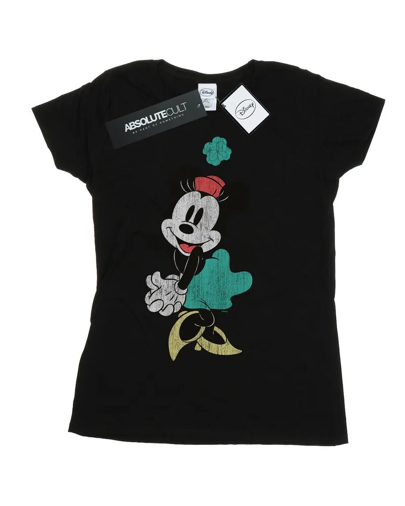 Disney Minnie Mouse Shamrock Hat" T-Shirt für Damen (Schwarz Schwarz
