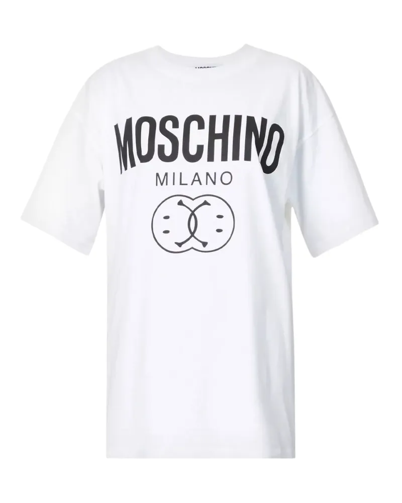 Moschino Weißes T-shirt Mit Doppel-smiley Weiß
