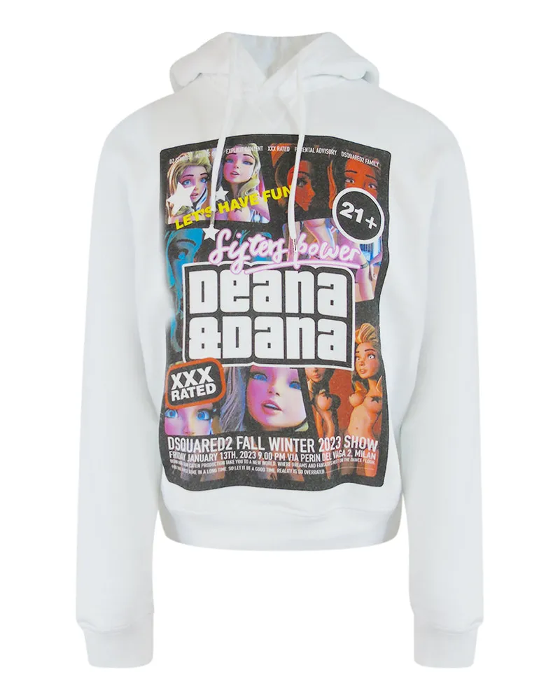 Dsquared2 Sisters Power Deana Und Dana Weißer Hoodie Weiß