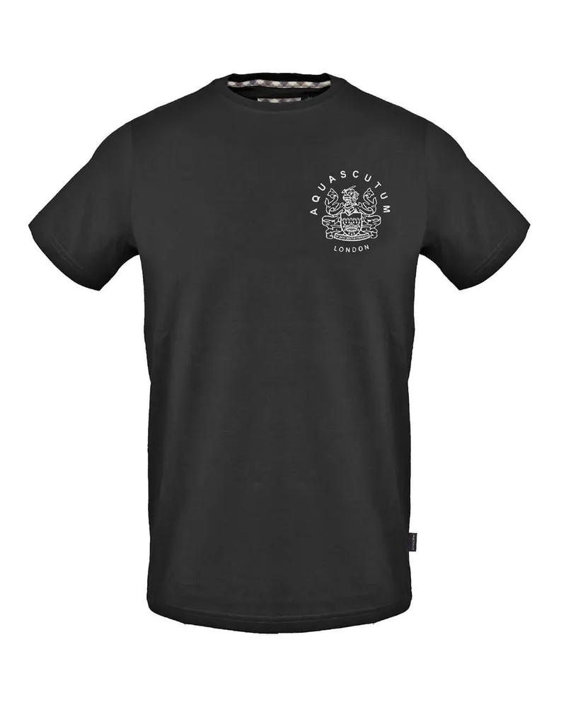 Aquascutum London" T-Shirt für Herren/Damen Unisex, Rundhalsausschnitt, Regulär (Schwarz Schwarz