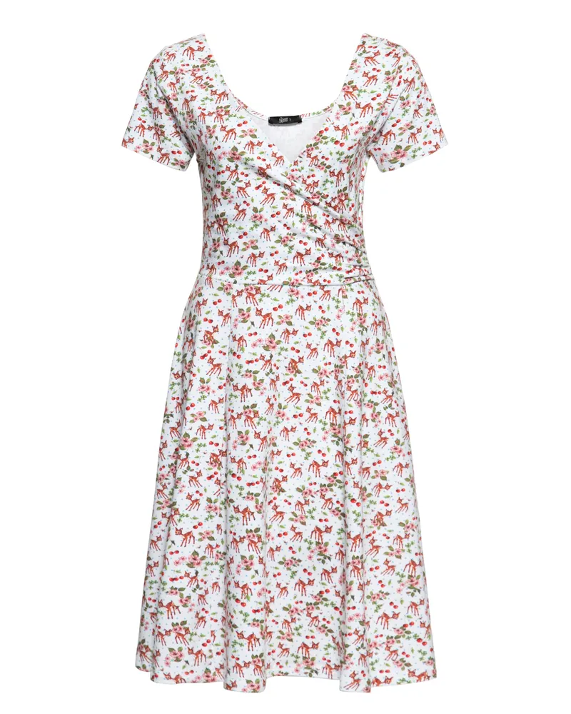 Queen Kerosin Damen Swing Kleid in Wickel-Optik weiß Weiß