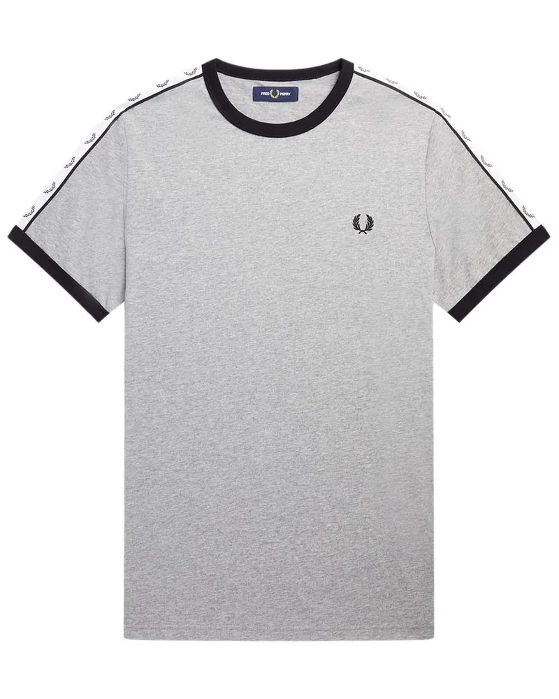 Fred Perry Herren Taped Ringer T-Shirt Stahl Marl Grau