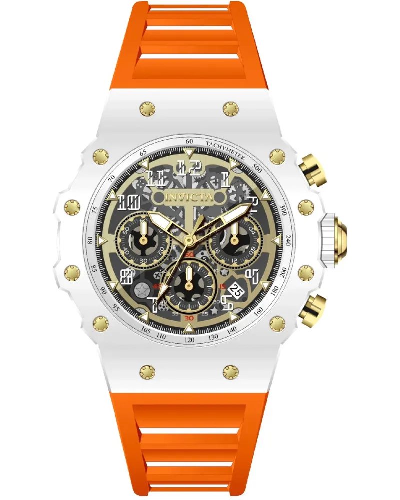 Invicta Racing 69651 Herrenuhr - Quarzwerk - Acryl mit goldenem Zifferblatt - 43 mm Weiß