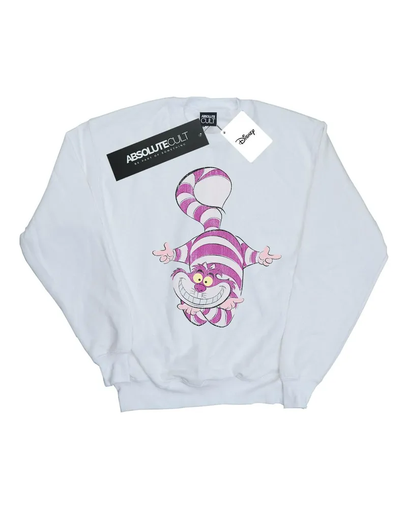 Disney Alice In Wonderland Cheshire Cat Upside Down" Sweatshirt für Damen (Weiß Weiß