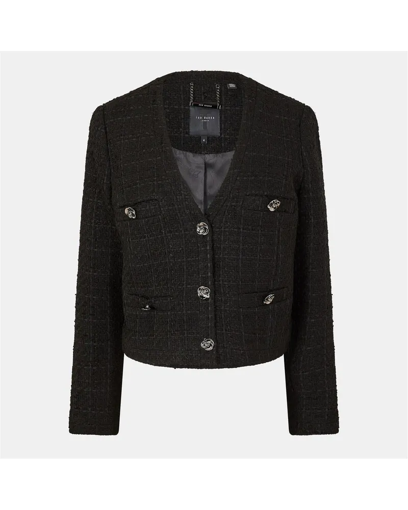 Ted Baker Damen  Solid Gemusterte Hybridjacke in Schwarz Schwarz
