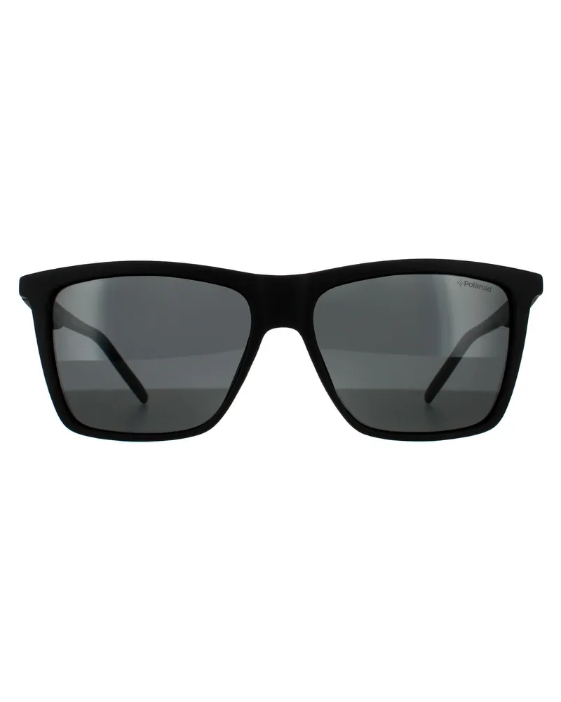 Polaroid Rechteckige Herren Sonnenbrille Schwarz Grau Polarisierend Schwarz