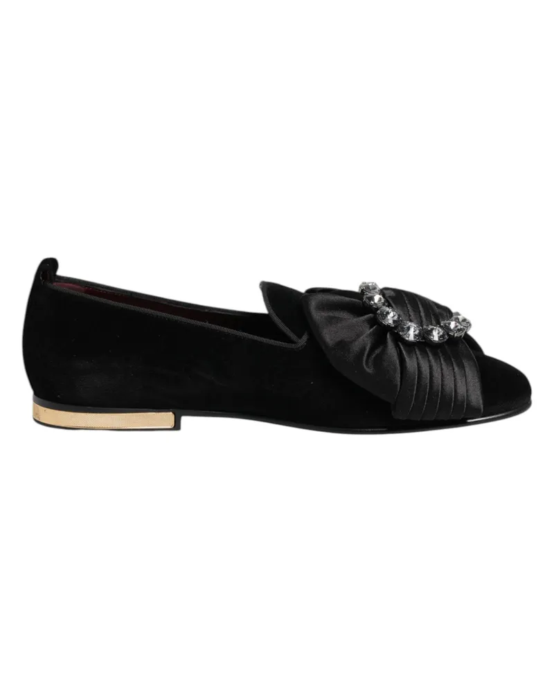 Dolce & Gabbana Schwarze VATICANO Crystal Ribbon Slippers Schwarz