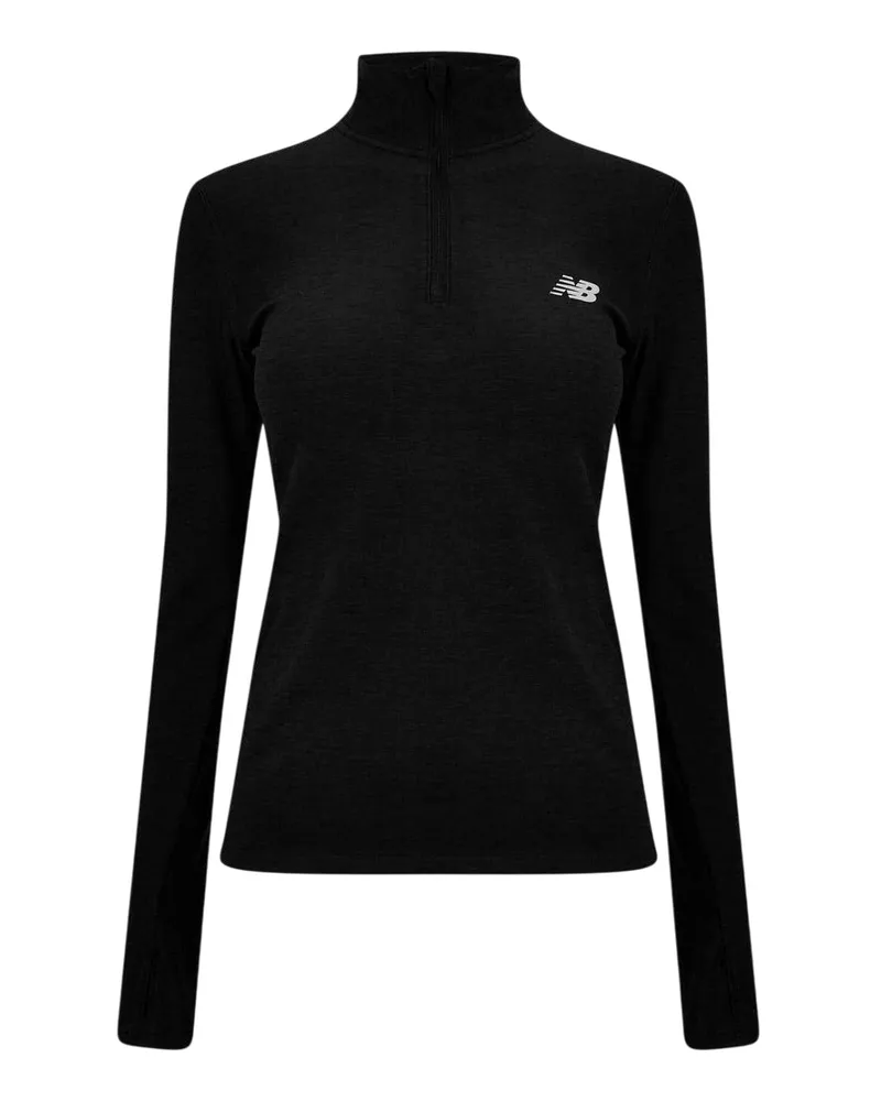 New Balance Trainingsjacke für Damen, mit kurzem Reißverschluss, Laufen (Schwarz Schwarz