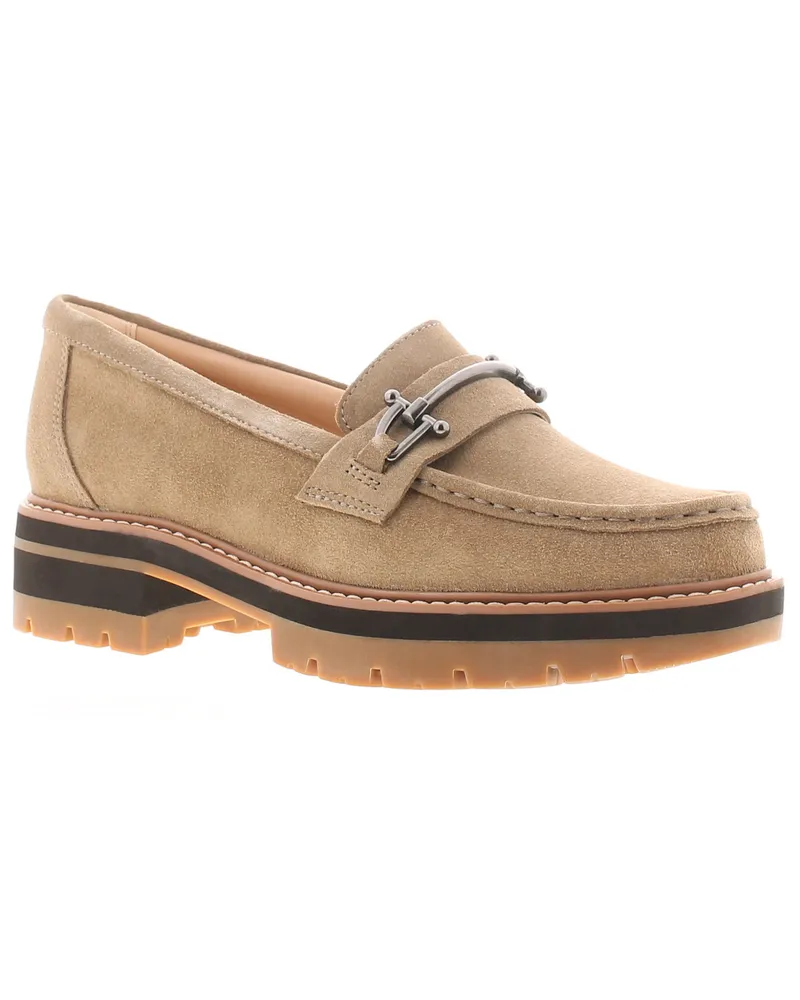 Clarks Damen Flache Schuhe Orianna Bit Leder Slipper beige Beige
