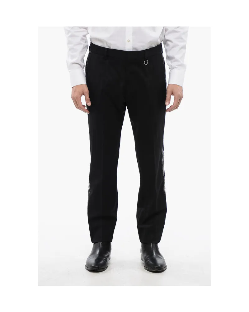 John Richmond AKULIN Wollhose mit seitlichen Strassstreifen - Schwarz Schwarz