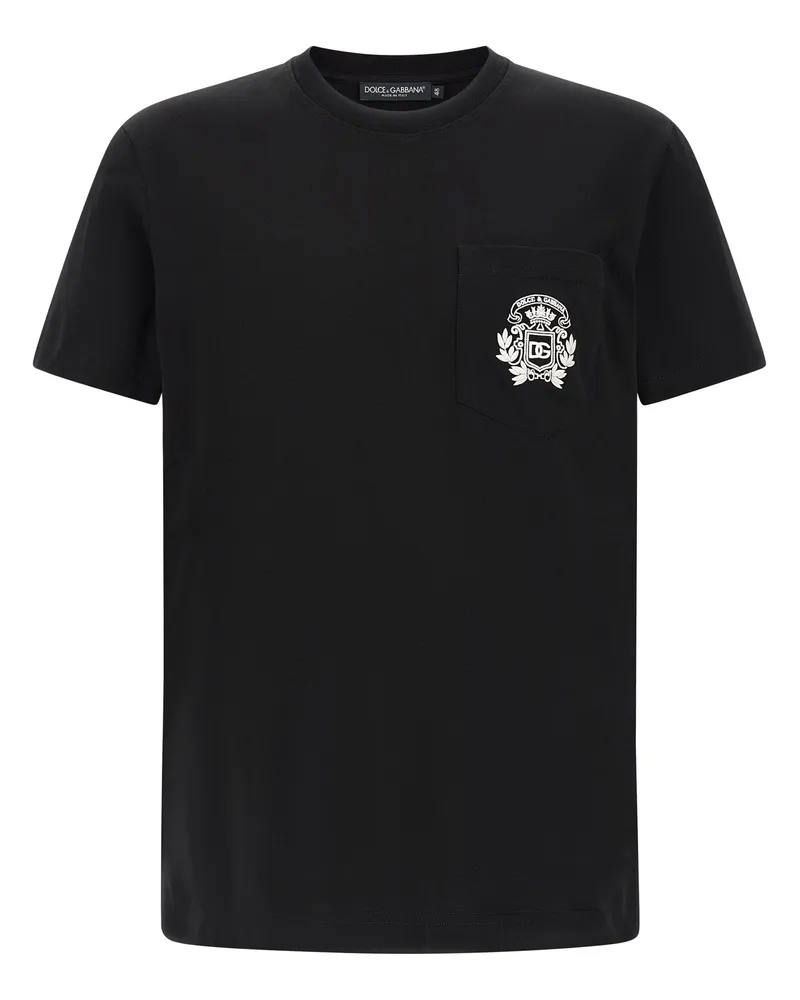 Dolce & Gabbana Schwarzes Baumwoll-T-Shirt Schwarz