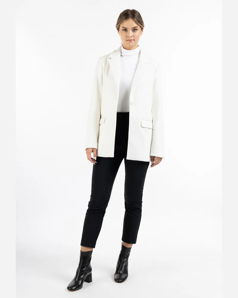 DreiMaster Langer Blazer Damen Wollweiss Wollweiß