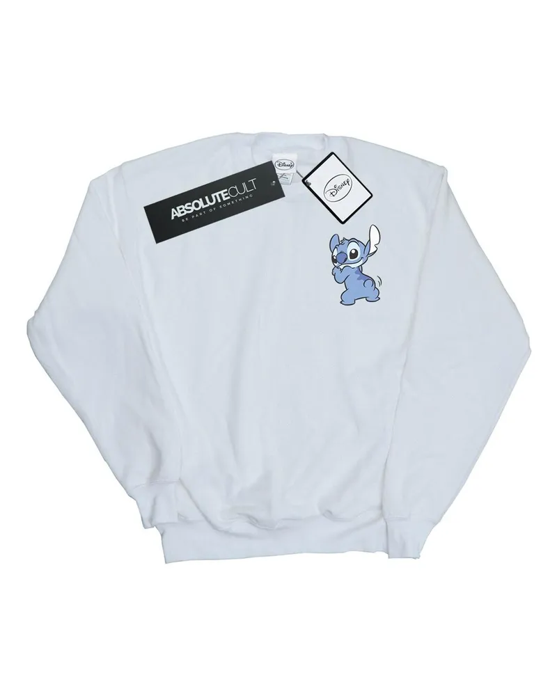 Disney Lilo And Stitch Stitch Backside Breast Print" Sweatshirt für Damen (Weiß Weiß