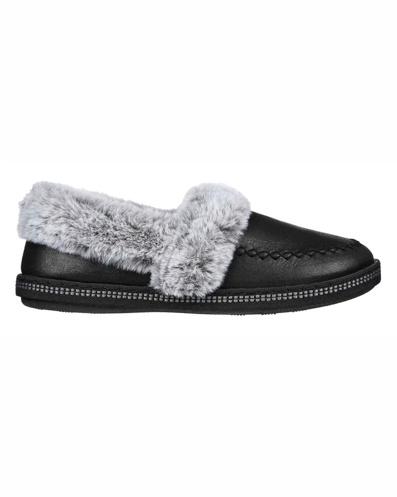 Skechers Cosy CampF" Hausschuhe für Damen, Leder (Schwarz Schwarz