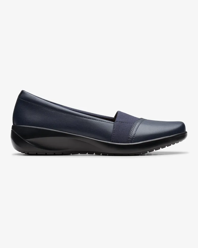Clarks Kaetlyn Rhea Marineblaue Lederschuhe Blau