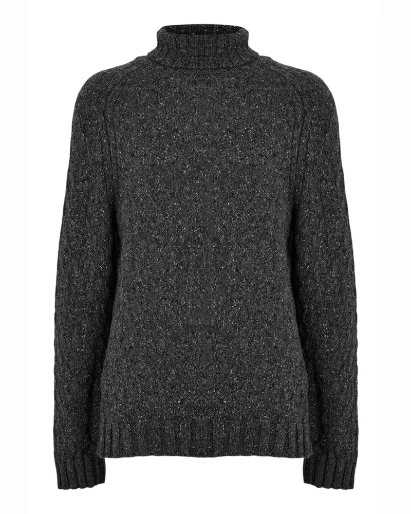 HUGO BOSS Pullover für Herren/Damen Unisex, Mit Zopfmuster (Mittelgrau meliert Schwarz