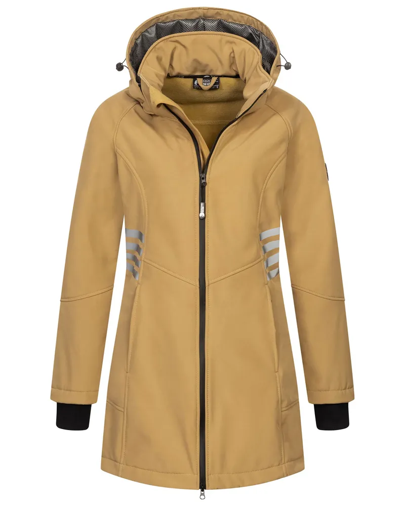 Arctic Seven Damen Softshell Jacke AS-305 – lang, wind- & wasserabweisend, reflektierend Beige