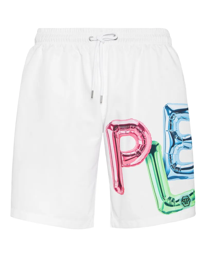 Philipp Plein Badehose Bombing Graffiti Weiß