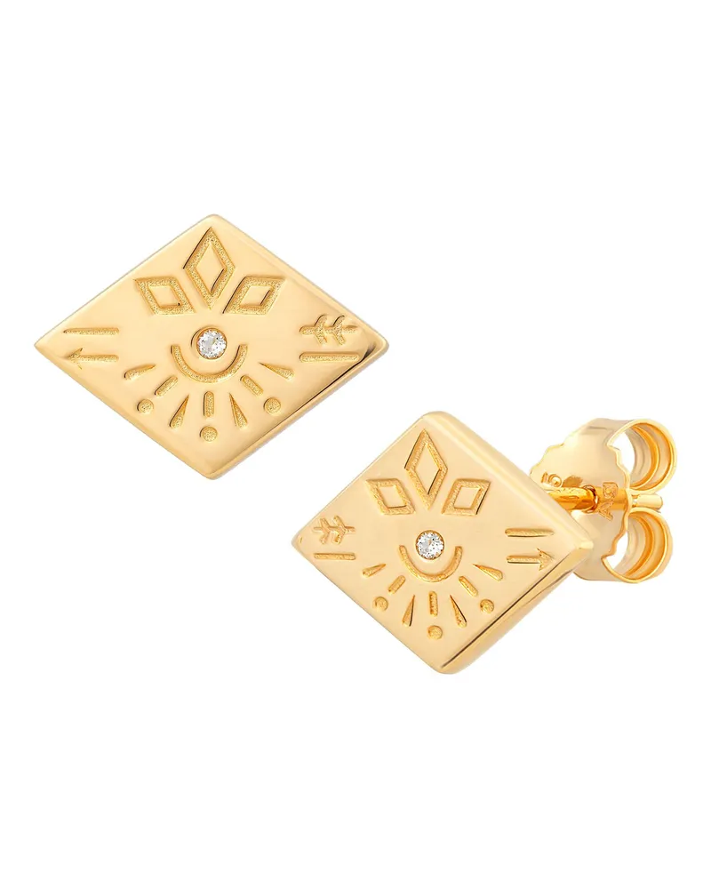 cai Ohrstecker 925  Silber vergoldet Tattoo Motiv Raute Gold