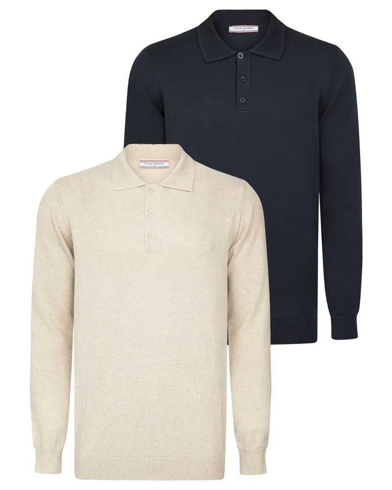 Felix Hardy Pullover Pullover Mit Polo-Kragen 2Er-Pack Marineblau