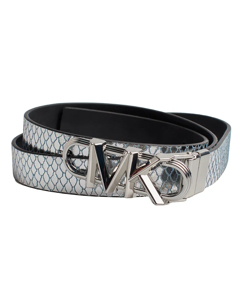 Michael Kors Dünner, wendbarer Damengürtel aus Metallic-Leder, Modell 558992 - Silber Silber
