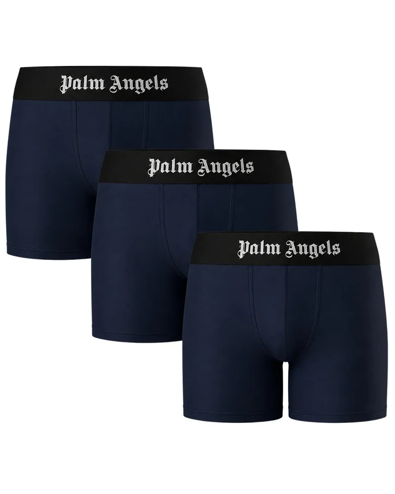 Palm Angels Tri-pack Marineblaue Lange Trunk Boxershorts Marineblau