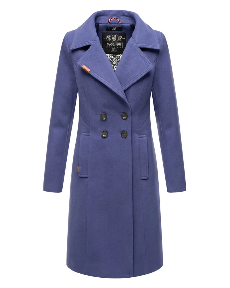 NAVAHOO Damen Trenchcoat Wooly – Premium Wintermantel mit Eleganter Passform Blau