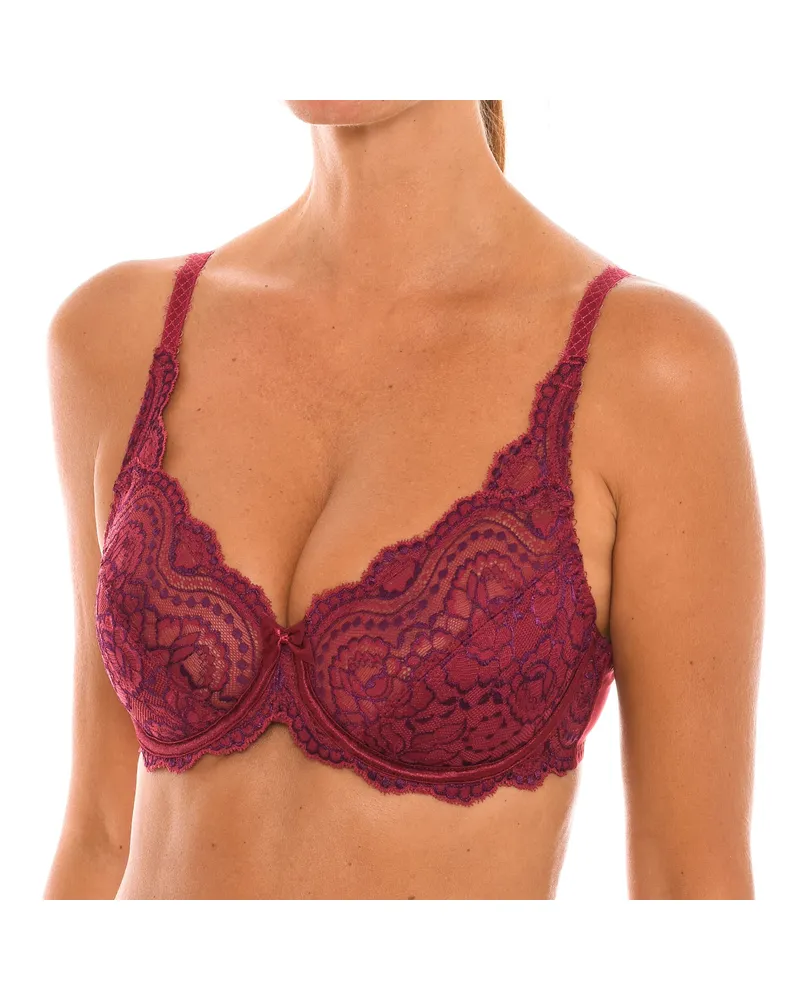 Playtex Ungepolsterter Spitzen-Bügel-BH für Damen 05832 für natürliche Unterstützung der Brust Rot
