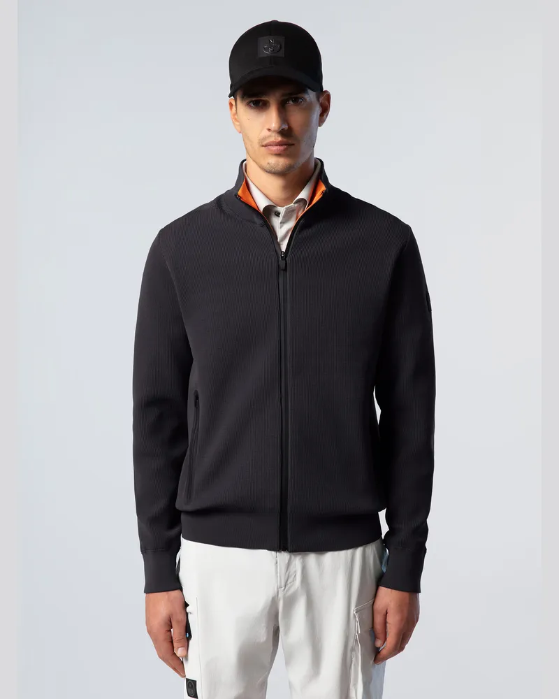 North Sails Pullover Technischer Strick mit durchgehendem Reißverschluss Schwarz