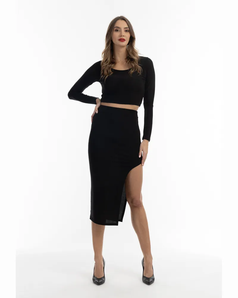 FAINA Jupe crayon pailletée Schwarz