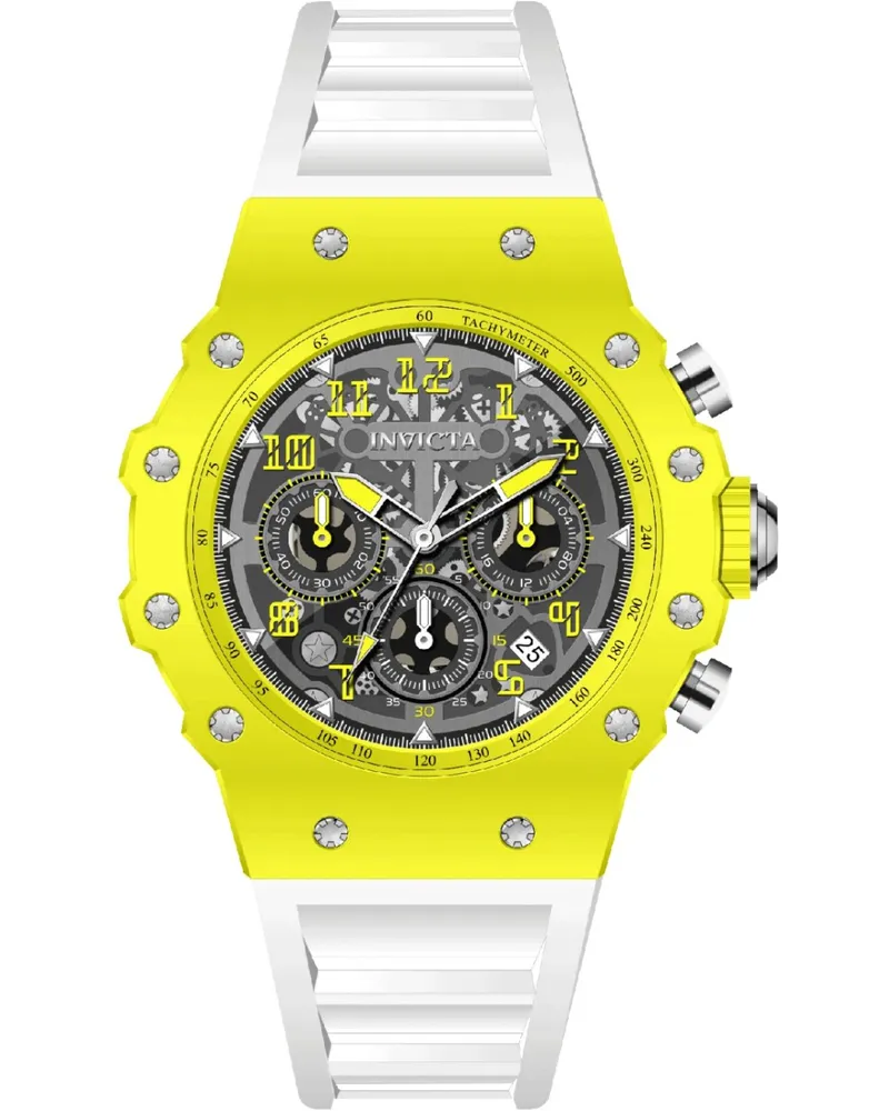 Invicta Racing 69686 Herrenuhr - Quarzwerk - Acryl mit silbernem Zifferblatt - 43 mm Gelb