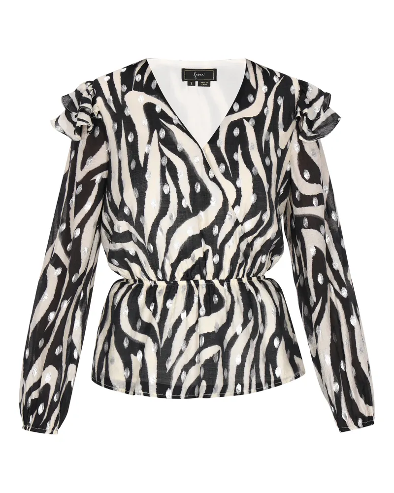FAINA Bluse für Damen mit Schwarz-Weiß-Optik - Schwarz Schwarz
