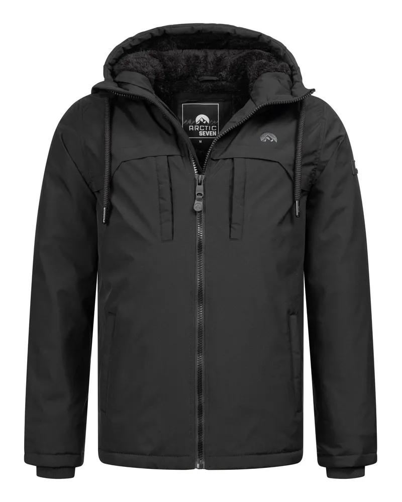 Arctic Seven Herren Winterjacke Schwarz Schwarz
