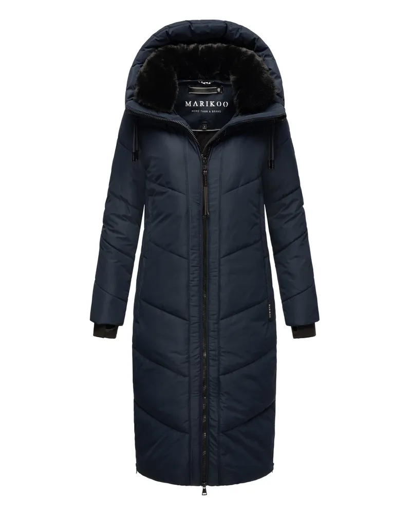 Marikoo Nadaree Damen-Winterjacke – lang, warm und mit Kapuze - Blau Blau