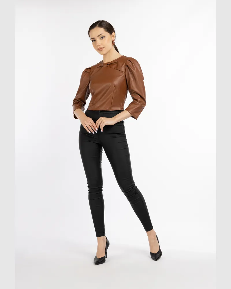 FAINA blouse en similicuir dedica Camel