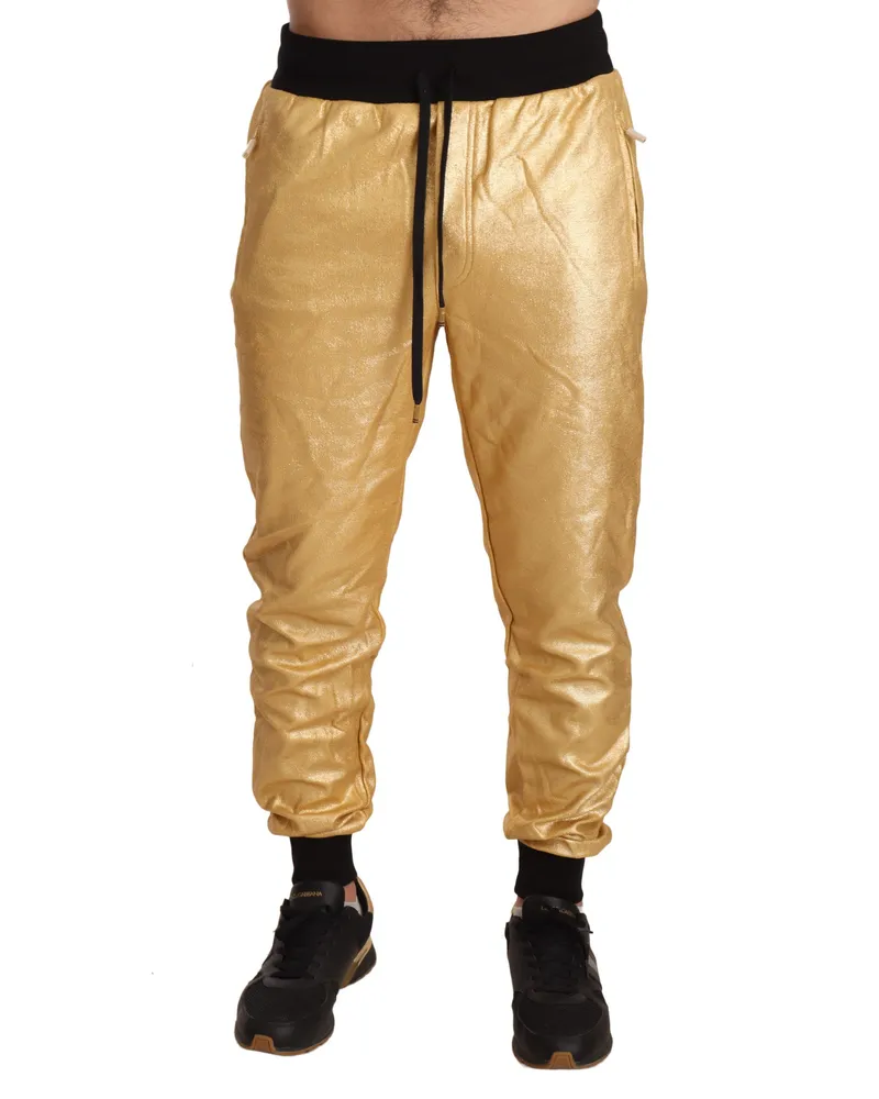 Dolce & Gabbana Dolce Gabbana Metallische Gold Jogginghosen Beige
