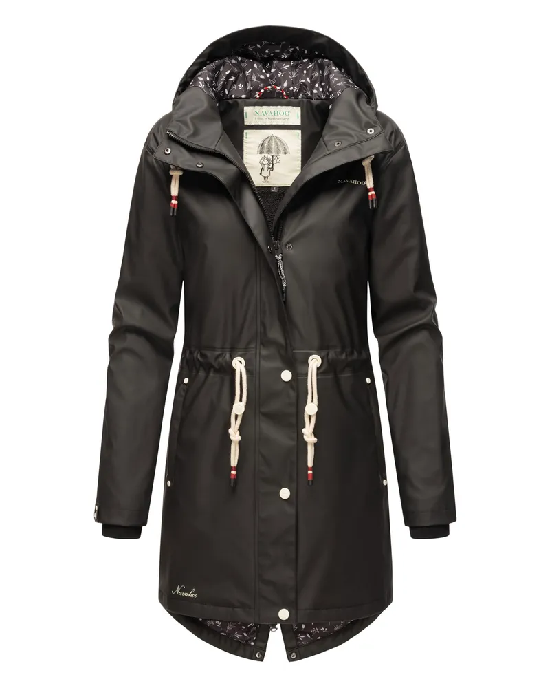 NAVAHOO Damen Regenjacke Flower of Ocean – Stylisch & Wasserdicht Schwarz