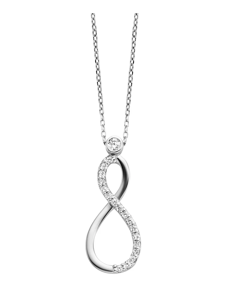Julie Julsen Anhänger mit Kette 925 Silber rhodiniert Infinity Zirkonia Silber