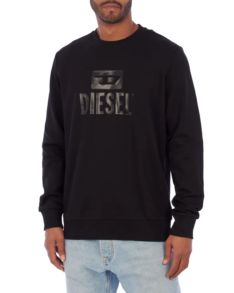 Diesel Bedrucktes Herren-Sweatshirt mit Rundhalsausschnitt A09755-5RIAJH Schwarz