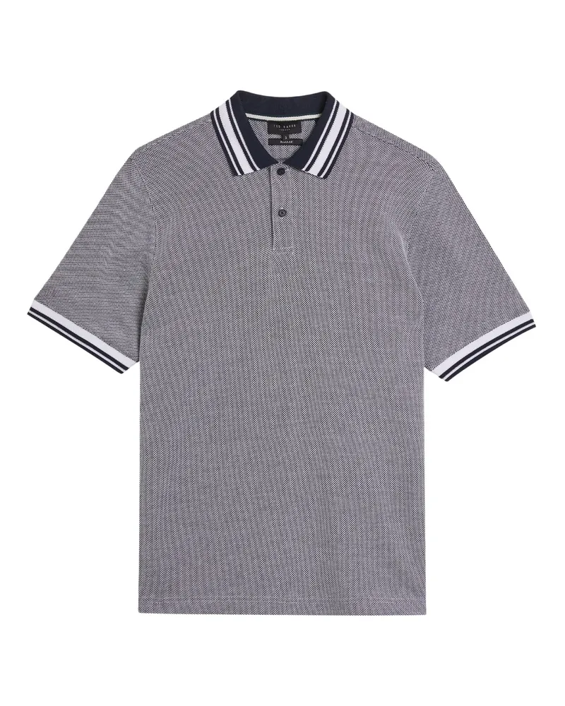 Ted Baker Phenes Regular Fit Strukturiertes Marineblaues Polohemd Dunkelblau