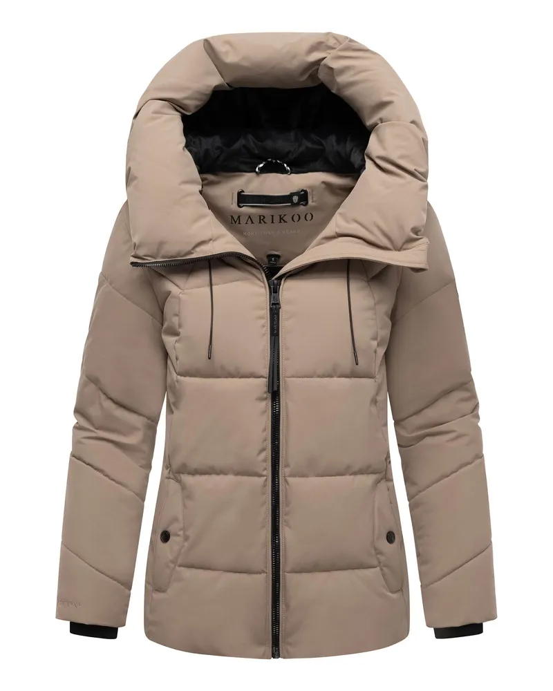 Marikoo Damen-Winter-Steppjacke Kuscheltatze XVI mit Kapuze - Beige Beige