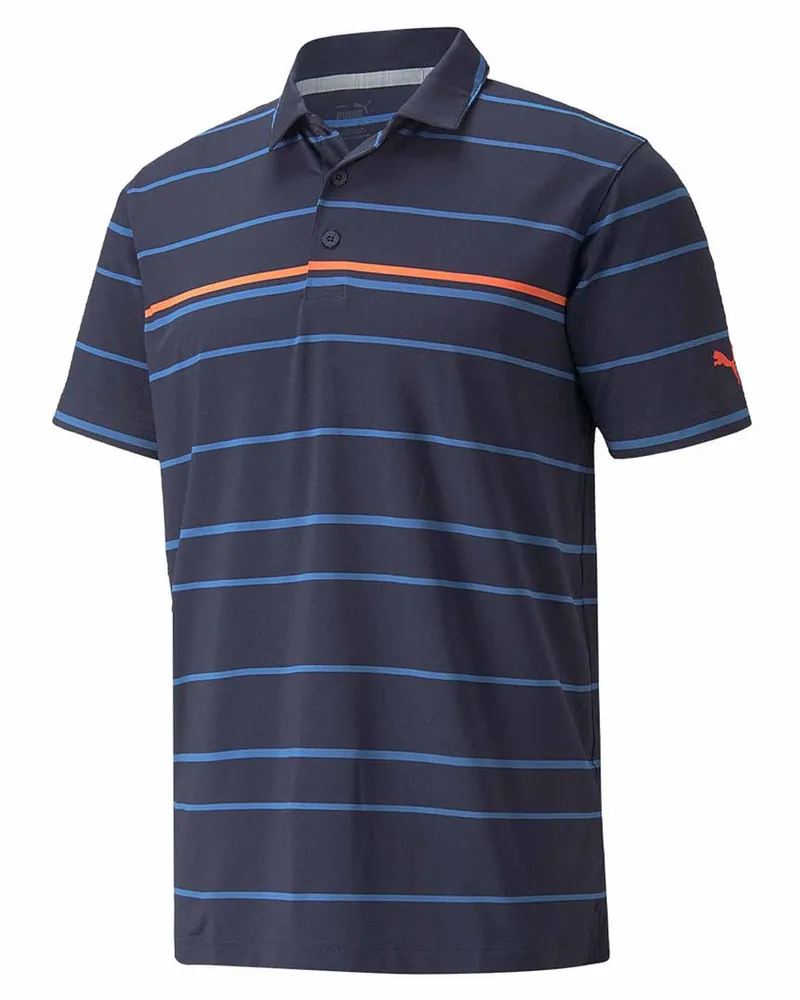 Puma MATTR Kurzarm Collared Border Line Herren Golf Polo -Hemd 532976 03 Marineblau