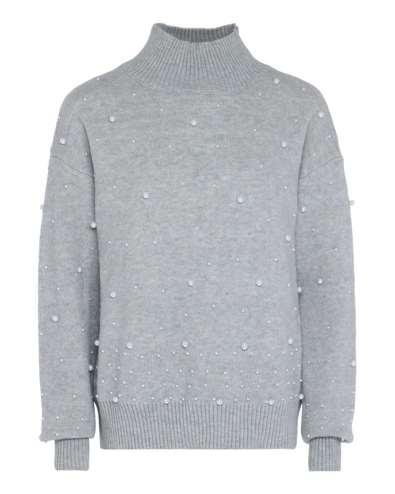 FAINA Pullover mit Perlen Damen hellgrau melange Grau