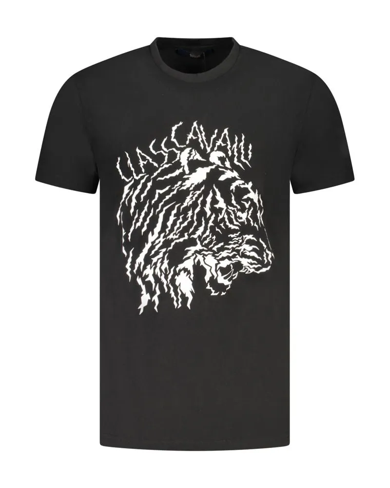 Roberto Cavalli Weißes Baumwoll-Herren-T-Shirt Schwarz